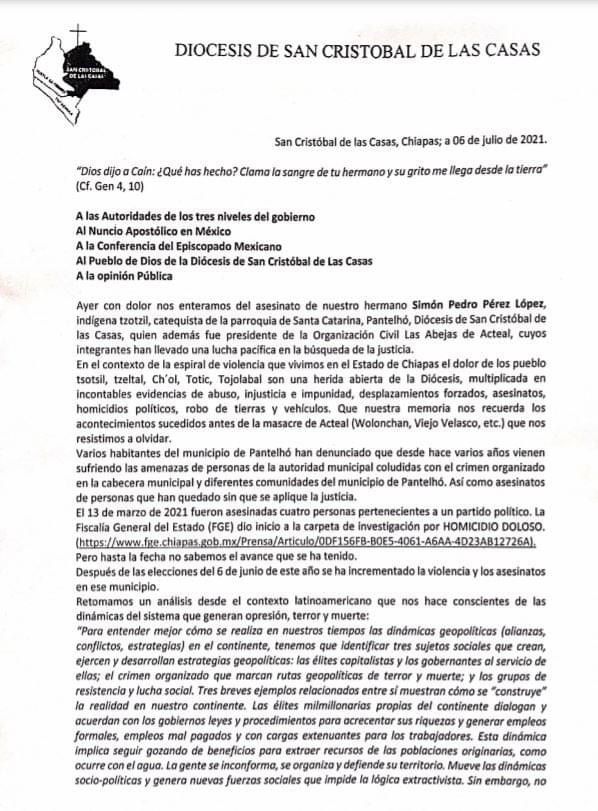 Obispo Aguilar: 'Crimen aliado al narcogobierno' Obispo Aguilar: 'Crimen aliado al narcogobierno'