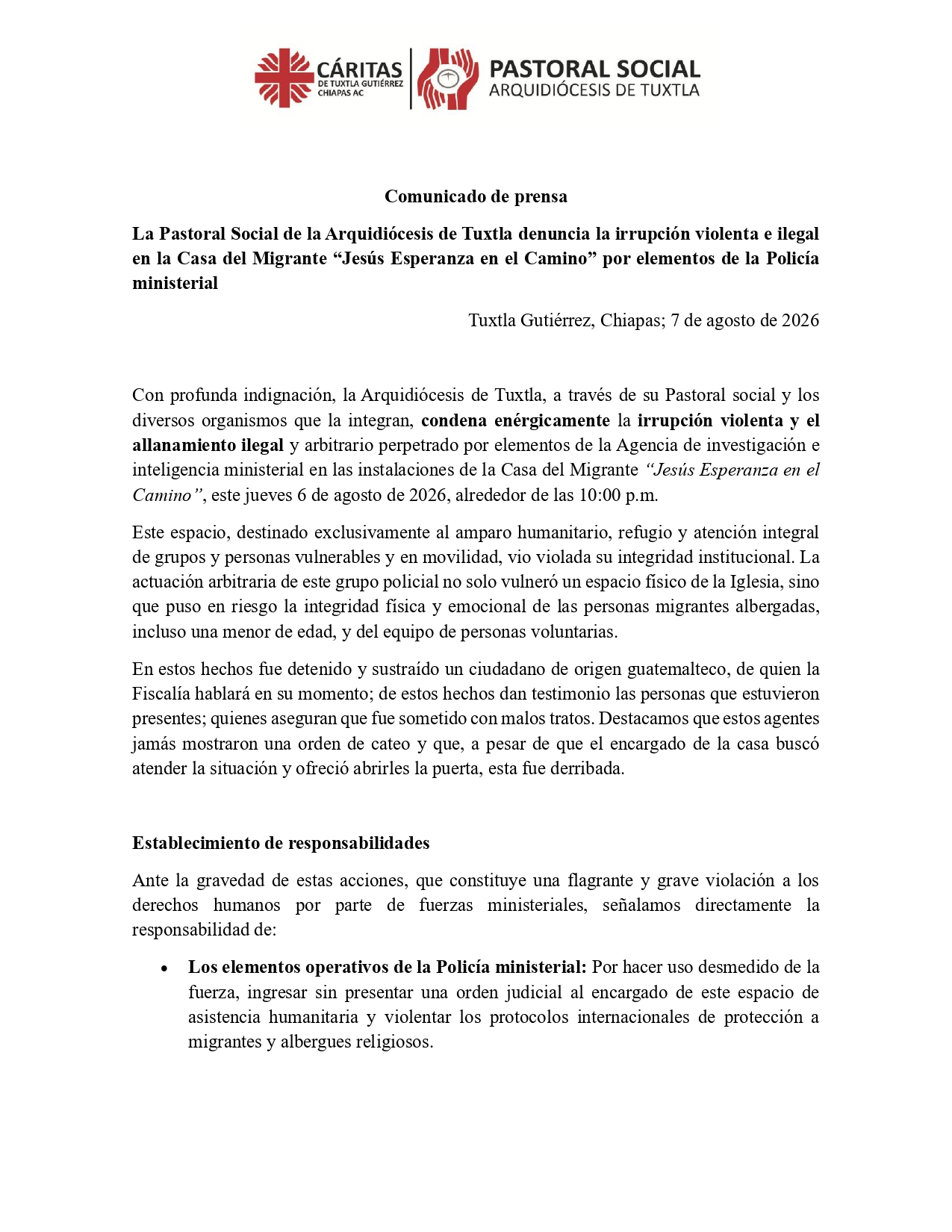 Comunicado Allanamiento de la Casa del Migrante JEC 2 page 0001